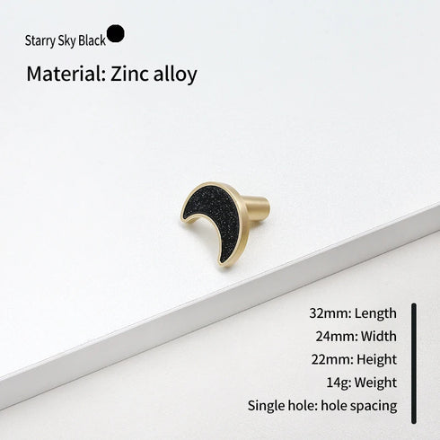 JAYA Moon Shape Zinc Handles Knobs for Children's Room Kitchen Bedroom Outdoor Cabinet & Dresser Door Drawer Knobs