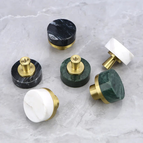 JAYA Natural Door Knob Stone Marble Brass Cabinet Drawer Knobs Cupboard Drawer Pulls Handles Furniture Door Handle