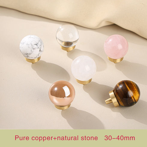 JAYA Natural Door Knob Stone Marble Brass Cabinet Drawer Knobs Cupboard Dresser Drawer Pulls Handles Knobs Furniture Door Handle