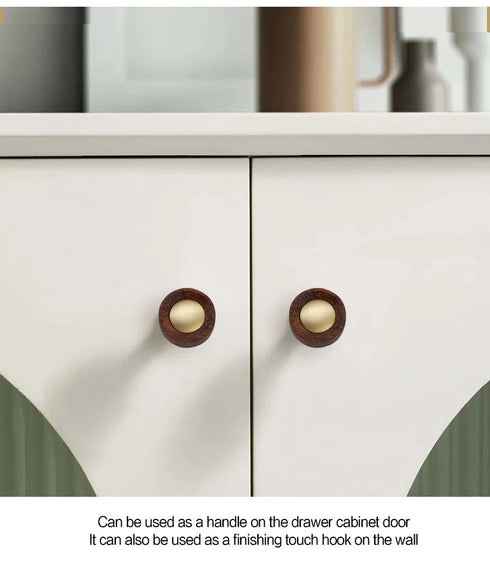 JAYA New Chinese Solid Wood Cabinet Door Handle Chicken Wing Wood Wardrobe Cabinet Nordic Simple Wooden Brass Drawer Handle Knob