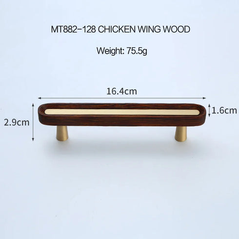 JAYA New Chinese Solid Wood Cabinet Door Handle Chicken Wing Wood Wardrobe Cabinet Nordic Simple Wooden Brass Drawer Handle Knob