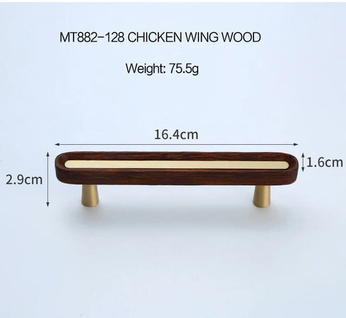 JAYA New Chinese Solid Wood Cabinet Door Handle Chicken Wing Wood Wardrobe Cabinet Nordic Simple Wooden Brass Drawer Handle Knob