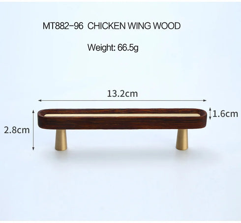 JAYA New Chinese Solid Wood Cabinet Door Handle Chicken Wing Wood Wardrobe Cabinet Nordic Simple Wooden Brass Drawer Handle Knob