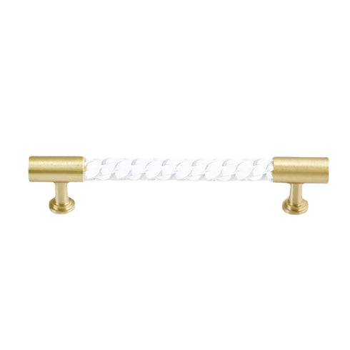 JAYA New Design Brass Acrylic Twisted Pattern Furniture  Door Handle Brass Wardrobe Drawer Pulls Handle Knobs