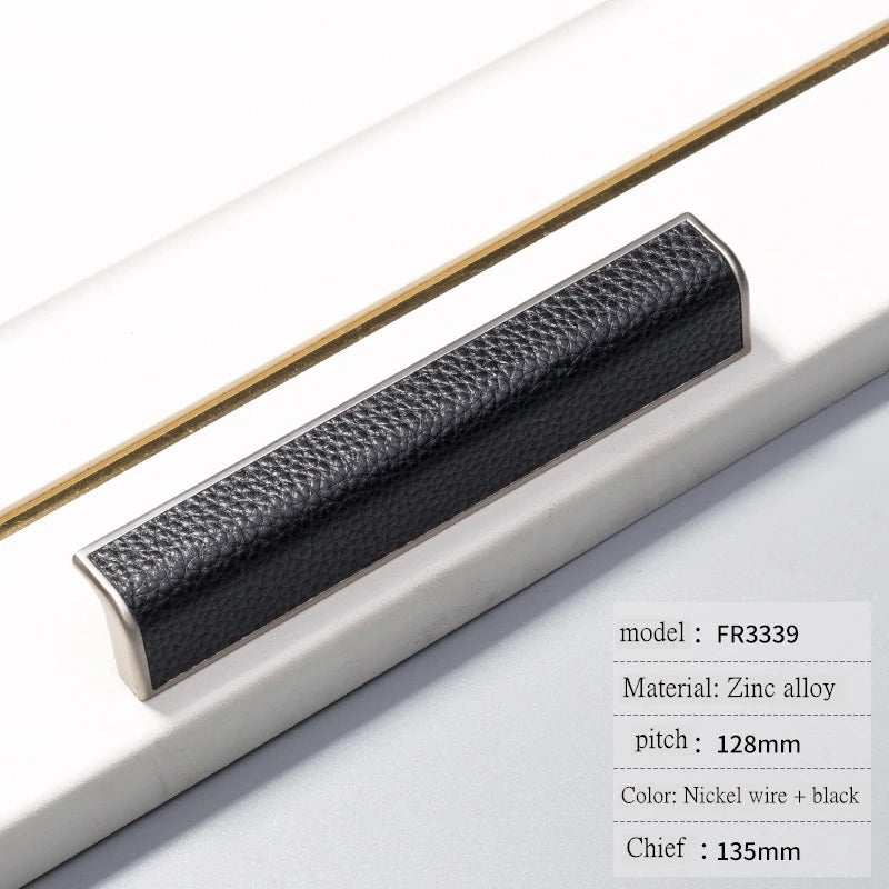 JAYA New Wardrobe PU Black Door Handle Modern Minimalist Drawer Cabinet Handle