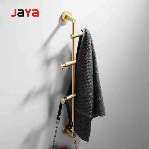 JAYA Nordic Brass Hook Brushed Gold Rotating Coat Hook Wall Hanging Storage Rack Toilet Hanging Rod Hook