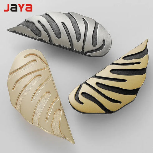 JAYA Nordic Personality Creative Leaf-shaped Paired Handle Antique Copper Furniture Gold Cabinet Handle
