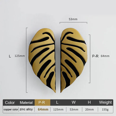 JAYA Nordic Personality Creative Leaf-shaped Paired Handle Antique Copper Furniture Gold Cabinet Handle