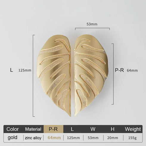 JAYA Nordic Personality Creative Leaf-shaped Paired Handle Antique Copper Furniture Gold Cabinet Handle