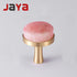 JAYA Pink Crystal Handle Knobs Single Hole Natural Stone & Brass Base Furniture Wine Cabinet Drawer Door Handle Knobs