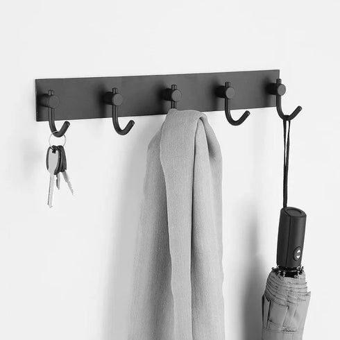 JAYA Punch-Free Wall Hooks Stainless Steel Thumb Hanger Hook Gunmetal Gray Adhesive Hook for Bathroom Shower and Storage Shelf