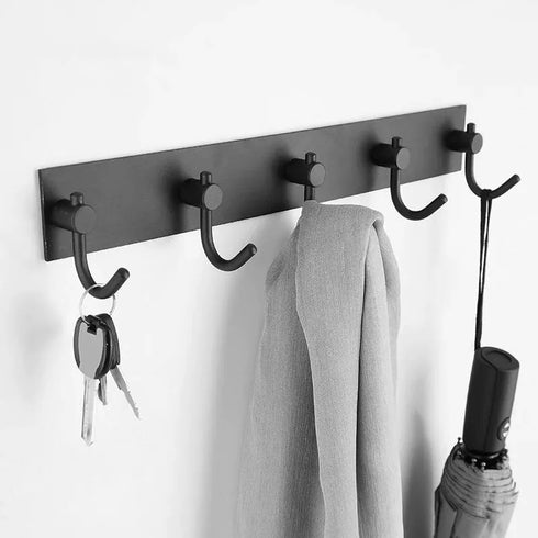 JAYA Punch-Free Wall Hooks Stainless Steel Thumb Hanger Hook Gunmetal Gray Adhesive Hook for Bathroom Shower and Storage Shelf