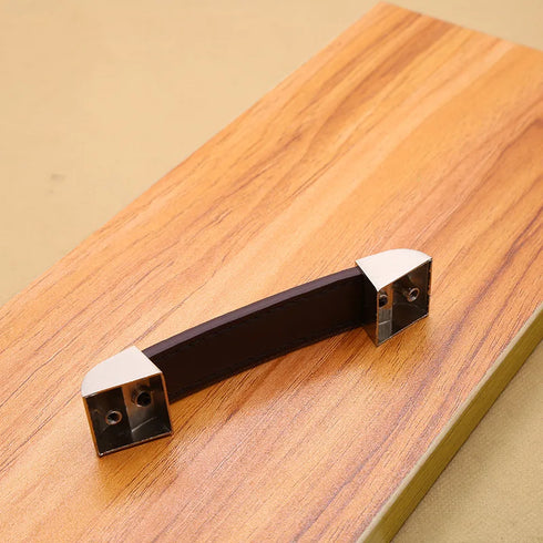 JAYA Single Hole Simple square  Black Brown Furniture Leather Handle Is Suitable for Cabinet  and Suitcases