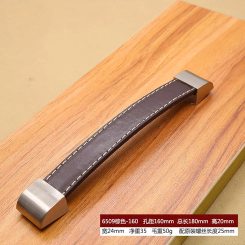 JAYA Single Hole Simple square  Black Brown Furniture Leather Handle Is Suitable for Cabinet  and Suitcases