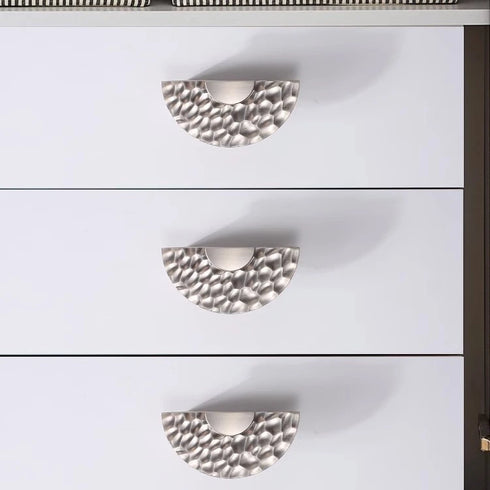 JAYA Solid Zinc Alloy Handmade Cupboard Drawer Pulls Handles Copper Semi Circle Half Moon Hammered Cabinet Handles