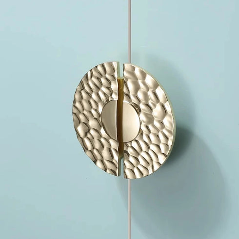 JAYA Solid Zinc Alloy Handmade Cupboard Drawer Pulls Handles Copper Semi Circle Half Moon Hammered Cabinet Handles