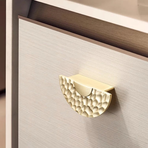 JAYA Solid Zinc Alloy Handmade Cupboard Drawer Pulls Handles Copper Semi Circle Half Moon Hammered Cabinet Handles