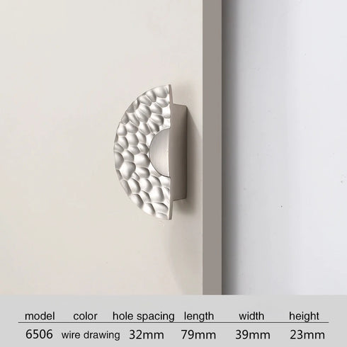 JAYA Solid Zinc Alloy Handmade Cupboard Drawer Pulls Handles Copper Semi Circle Half Moon Hammered Cabinet Handles