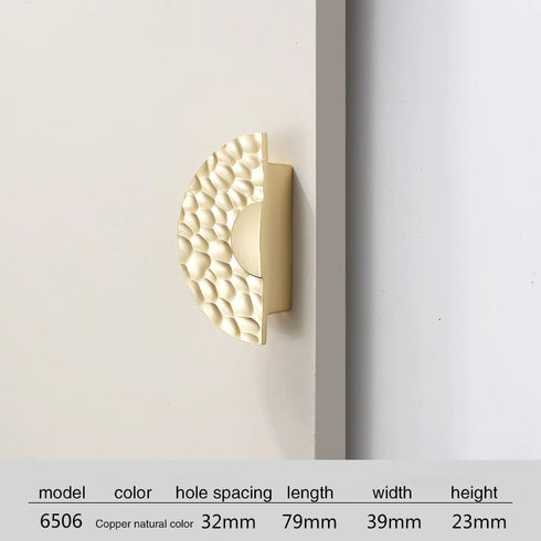 JAYA Solid Zinc Alloy Handmade Cupboard Drawer Pulls Handles Copper Semi Circle Half Moon Hammered Cabinet Handles