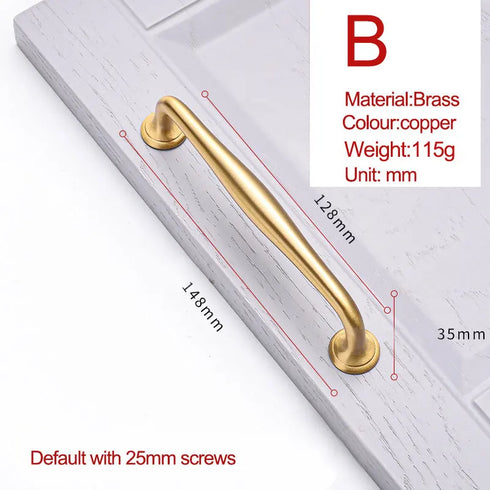 JAYA Spot Gold Pure Copper Furniture Wardrobe Handle Solid Drawer Handle Brass Cabinet Door Handle