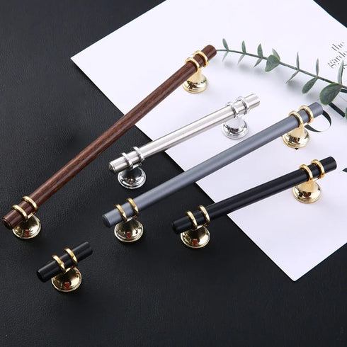 JAYA Steel Knobs with Brush Silver Cabinet and Luxury Brass Door Handle Gold Mid Century Modern Door for a Timeless Handle