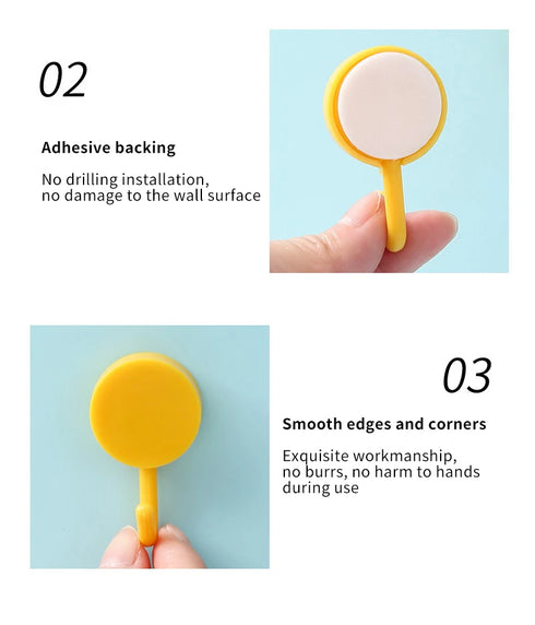 JAYA Sticky Hook Cute Creative Sticky Hook Sticky Decoration Non Punching Wall Stickers Small Round Cute Hooks