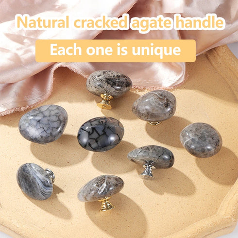 JAYA Stone Door Knobs Vintage Natural Agate Stone Cabinet Knobs Modern Kitchen Wardrobe Furniture Door Handle