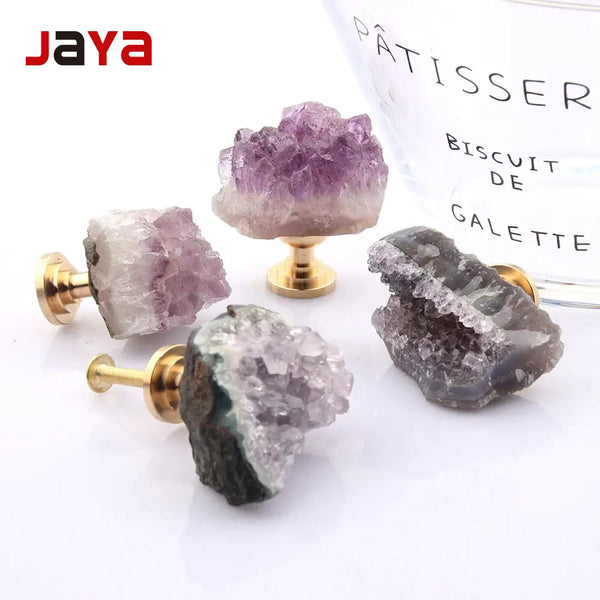 JAYA Unique Door Stone Cabinet Drawer Knobs Cupboard Dresser Drawer Pulls Handles Crystal Handle Knobs Furniture Door Handle