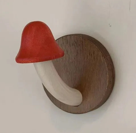 JAYA Vintage Non-punch Mushroom Sticky Wooden Hook  Clothing Hook Door Rear Storage Hook