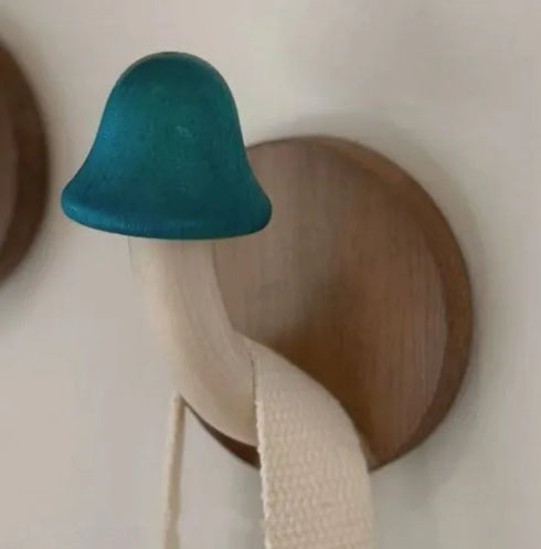JAYA Vintage Non-punch Mushroom Sticky Wooden Hook  Clothing Hook Door Rear Storage Hook