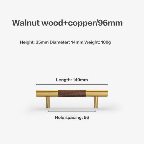 JAYA Walnut Beech Wood Furniture Handles Brass Kitchen Cabinet Door Drawer Knobs Pulls Wooden Handles
