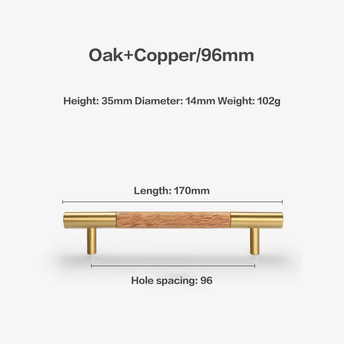 JAYA Walnut Beech Wood Furniture Handles Brass Kitchen Cabinet Door Drawer Knobs Pulls Wooden Handles