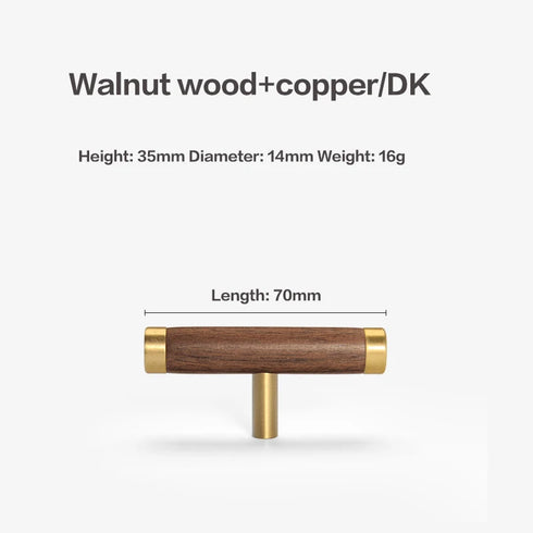 JAYA Walnut Beech Wood Furniture Handles Brass Kitchen Cabinet Door Drawer Knobs Pulls Wooden Handles