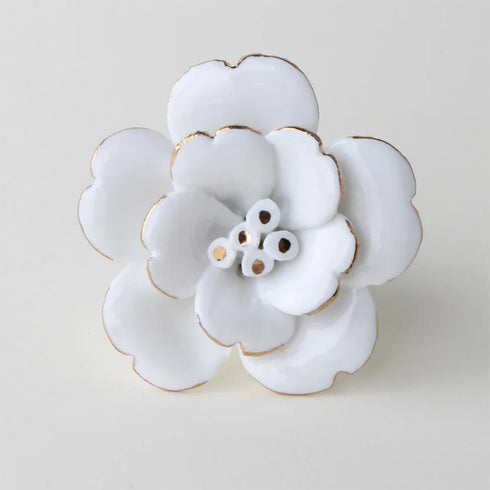 JAYA White Camellia Ceramic Handle Wall Wall Decoration Hand Painted Gold Wardrobe Kitchen Cabinet Furniture Cabinet Door Handle