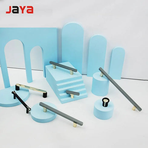 JAYA White Single Hole Small Handle Natural Stone Brass Furniture Wine Cabinet Drawer Door Handle Modern for Living 