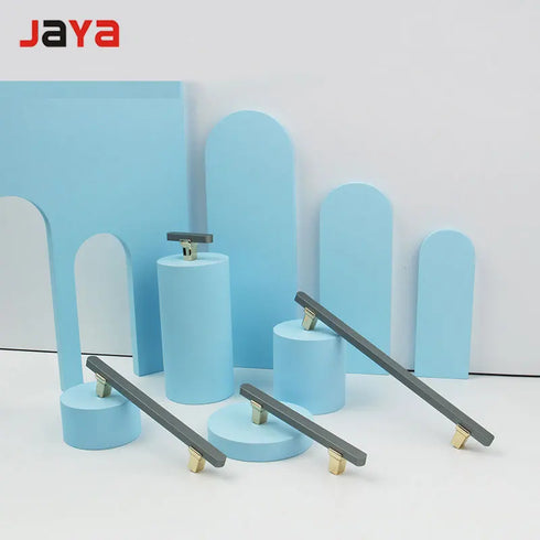 JAYA White Single Hole Small Handle Natural Stone Brass Furniture Wine Cabinet Drawer Door Handle Modern for Living 