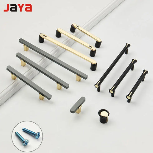 JAYA White Single Hole Small Handle Natural Stone Brass Furniture Wine Cabinet Drawer Door Handle Modern for Living Room