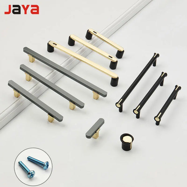 JAYA White Single Hole Small Handle Natural Stone Brass Furniture Wine Cabinet Drawer Door Handle Modern for Living Room