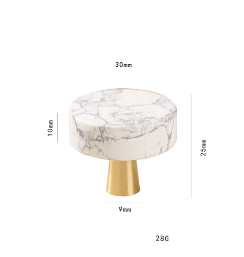 JAYA White Single Hole Small Handle Natural Stone Brass Furniture Wine Cabinet Drawer Door Handle Modern for Living Room