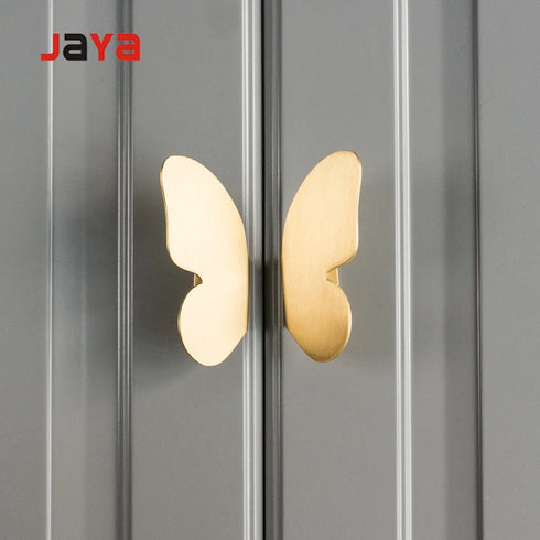 JAYA Wholesale Nordic Brass Handle Custom Metal  butterfly  Shape Wardrobe Cabinet Handle