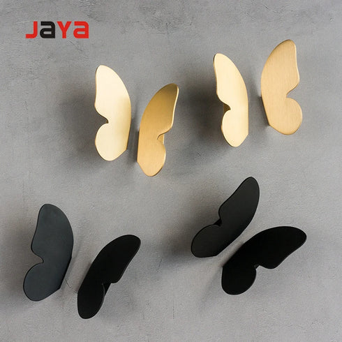 JAYA Wholesale Nordic Brass Handle Custom Metal  butterfly  Shape Wardrobe Cabinet Handle