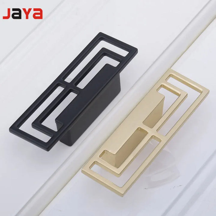 JAYA Zinc Alloy 32 64 96mm Cabinets Dresser Wardrobe Drawer Door Brushed Brass / Black Symmetrical Pulls Handles Knob
