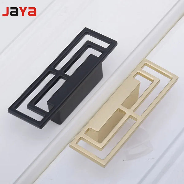 JAYA Zinc Alloy 32 64 96mm Cabinets Dresser Wardrobe Drawer Door Brushed Brass / Black Symmetrical Pulls Handles Knob