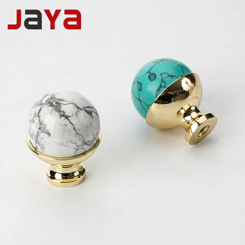 JAYA Zinc Alloy & Marble Modern Single Hole Kitchen Cabinet Knobs Hot Sale Unique Design Drawer Decorative Handle Knobs