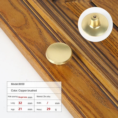 JAYA Zinc Handle Modern Simple Gold Drawer Cabinet Furniture Hardware Single Hole Door Handle