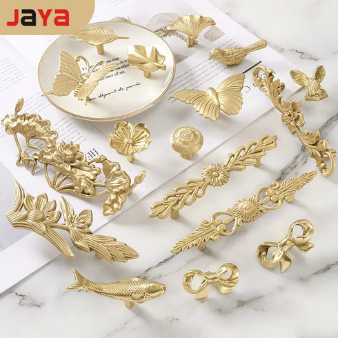 Jaya Cabinet Drawer Pure Copper Fish Handle Light Luxury Porch Cabinet Door Rose Brass Handle