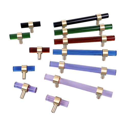 Nordic Creative Crystal Single Cupboard Handles Cabinet Wardrobe Colored Crystal Brass Drawer Handle