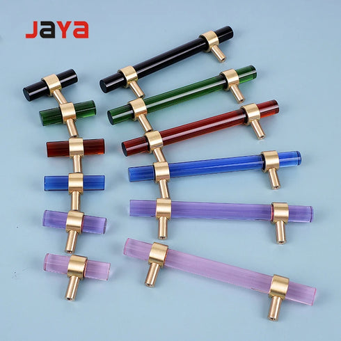 Nordic Creative Crystal Single Cupboard Handles Cabinet Wardrobe Colored Crystal Brass Drawer Handle
