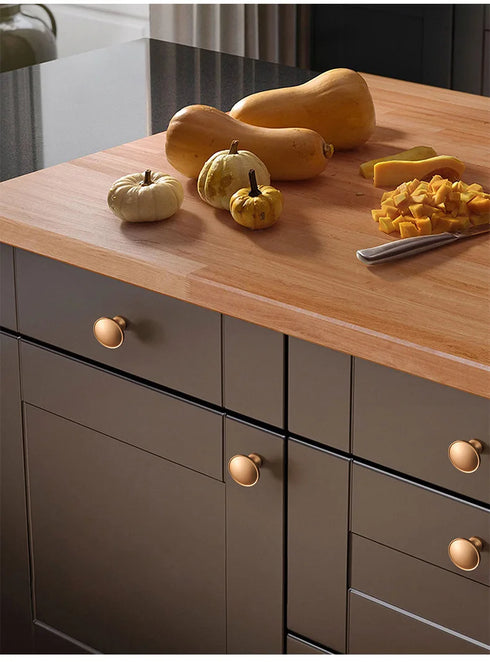 Nordic Wardrobe Modern Minimalist Black Handle Drawer American Single Hole Golden Round Aluminum Alloy Knob