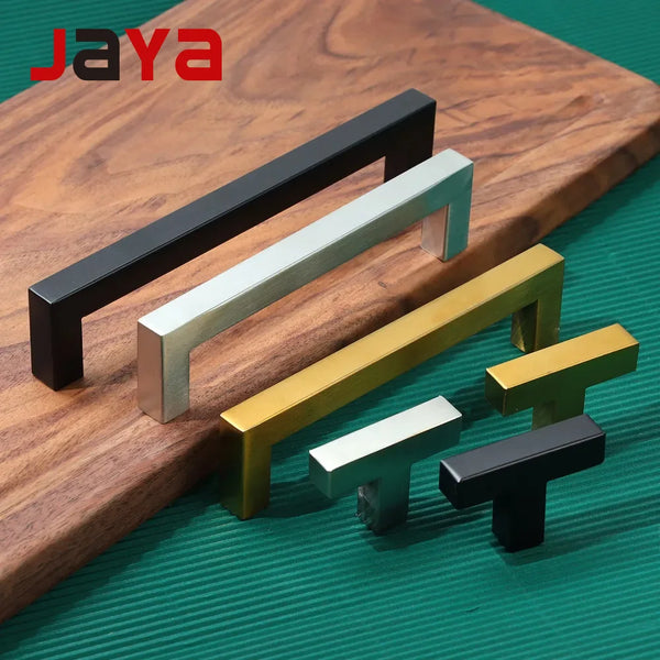JAYA Hollow Stainless Steel Gold Black Chrome Cabinet Handle Drawer Furniture Pull T-bar Handle